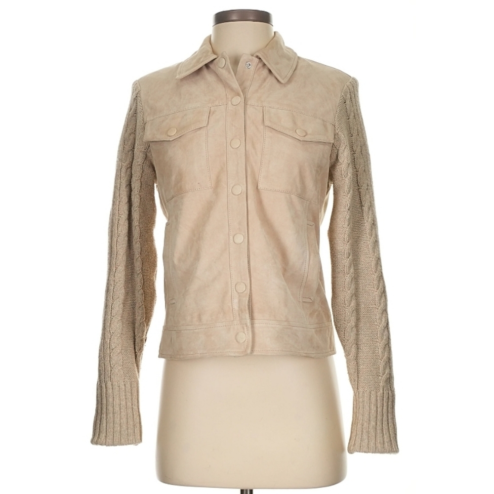 Ecru Suede Sweater Jacket